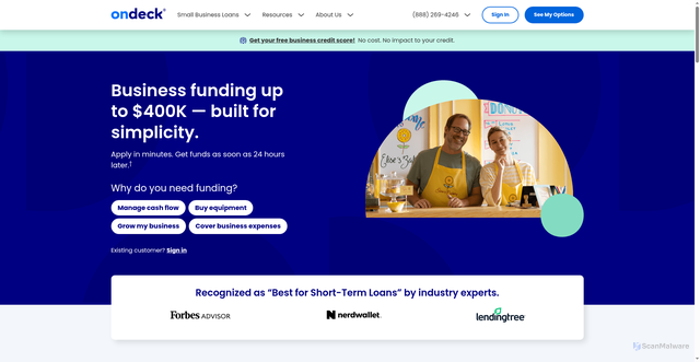 Security scan screenshot of https://ondeck.com