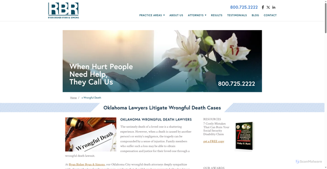 Security scan screenshot of https://www.rbrlawfirm.com/wrongful-death-attorney/