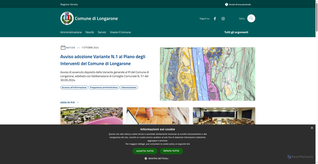 Security scan screenshot of https://www.comune.longarone.bl.it/it