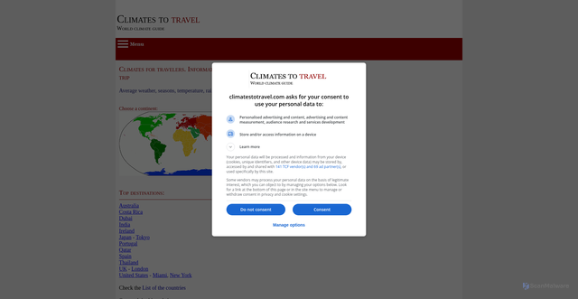 Security scan screenshot of https://climatestotravel.com