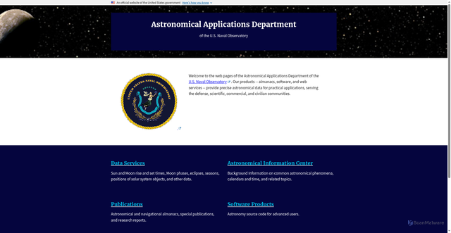 Security scan screenshot of https://aa.usno.navy.mil