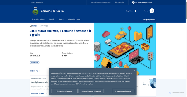 Security scan screenshot of https://www.comune.avella.av.it/