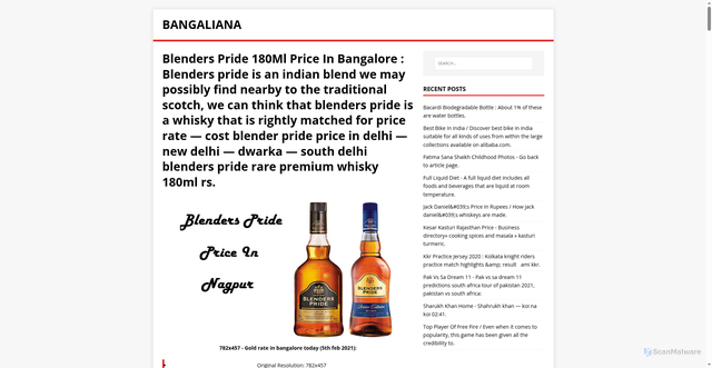 Security scan screenshot of https://lianagana.pages.dev/post/blenders-pride-180ml-price-in-bangalore/