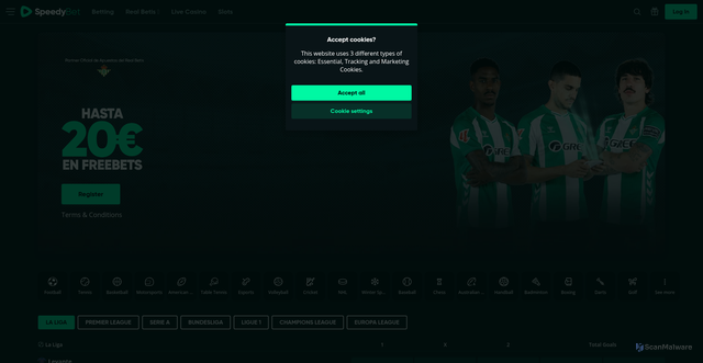 Security scan screenshot of https://xn--casinosonlineespaa-30b.es/ir/bonuspeedybet/