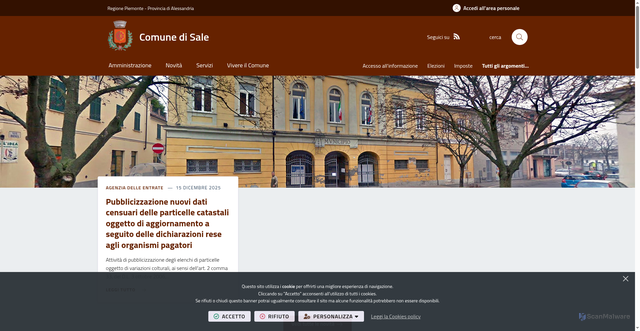 Security scan screenshot of https://www.comune.sale.al.it/it-it/home