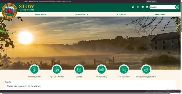 Security scan screenshot of http://www.stow-ma.gov/