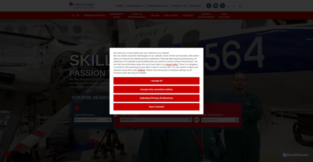 Security scan screenshot of http://www.solihull.ac.uk