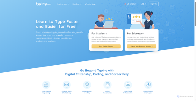 Security scan screenshot of https://typing.com