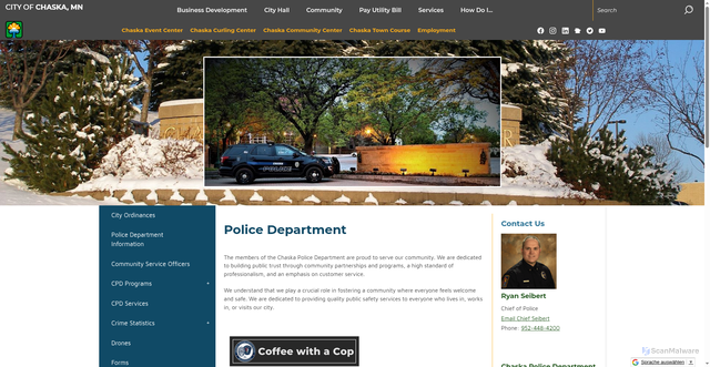Security scan screenshot of https://chaskapolice.gov/