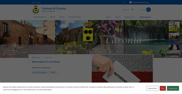 Security scan screenshot of https://www.comune.caronia.me.it