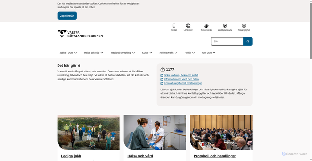 Security scan screenshot of https://www.vgregion.se/