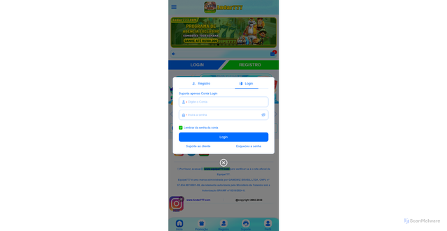 Security scan screenshot of https://andar-777.vip/