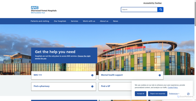 Security scan screenshot of https://www.sfh-tr.nhs.uk/