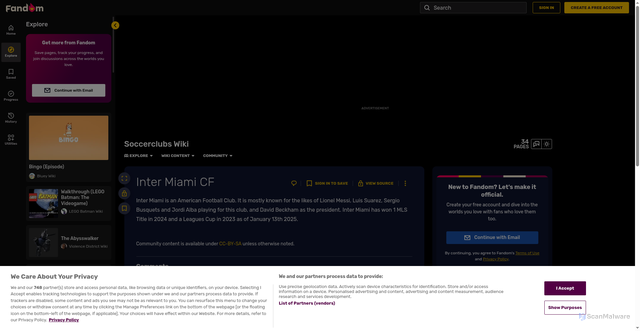Security scan screenshot of https://soccerclubs.fandom.com/wiki/Inter_Miami_CF