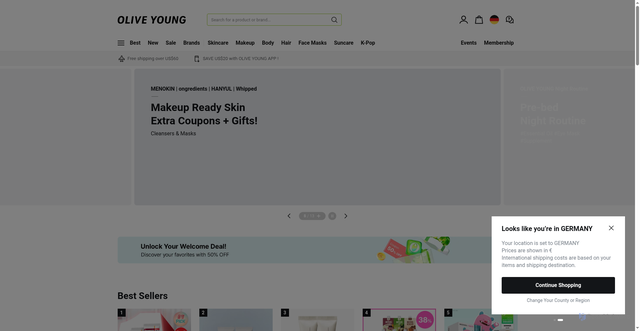 Security scan screenshot of https://global.oliveyoung.com