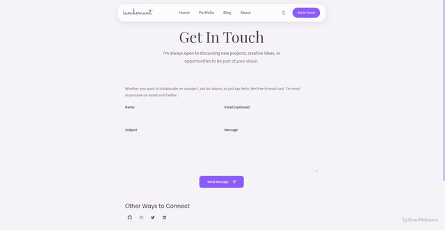 Security scan screenshot of https://blogfolio-am4.pages.dev/contact/