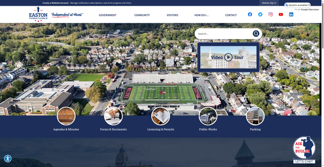 Security scan screenshot of https://www.easton-pa.com/
