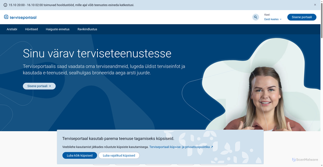 Security scan screenshot of https://www.terviseportaal.ee/