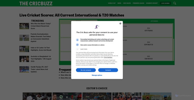 Security scan screenshot of https://www.thecricbuzz.com/live-score
