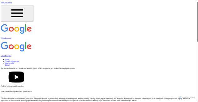 Security scan screenshot of https://crisisresponse.google/android-early-earthquake-warnings