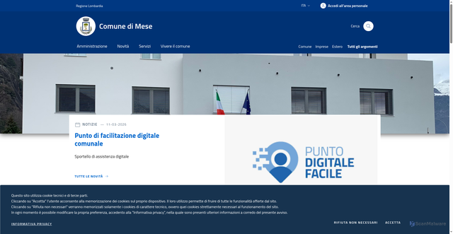 Security scan screenshot of https://www.comune.mese.so.it