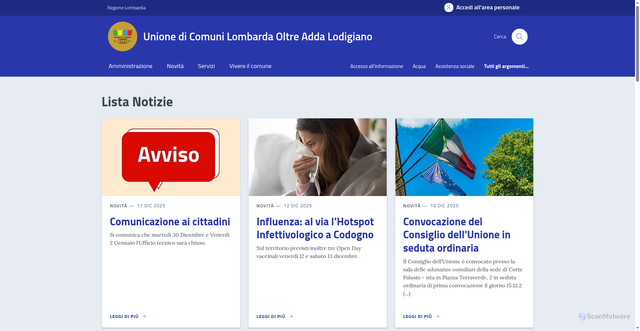 Security scan screenshot of https://www.unioneoltreaddalodigiano.it/