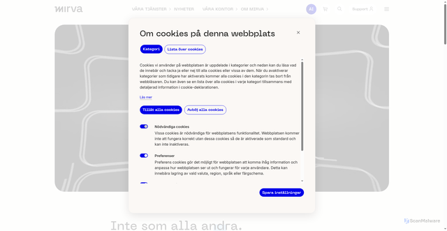 Security scan screenshot of https://mirva.se