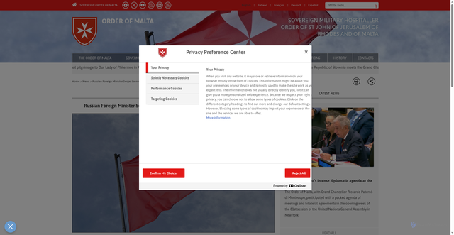 Security scan screenshot of https://www.orderofmalta.int/news/russian-foreign-minister-sergei-lavrov-praises-ties-between-russia-and-order-of-malta/