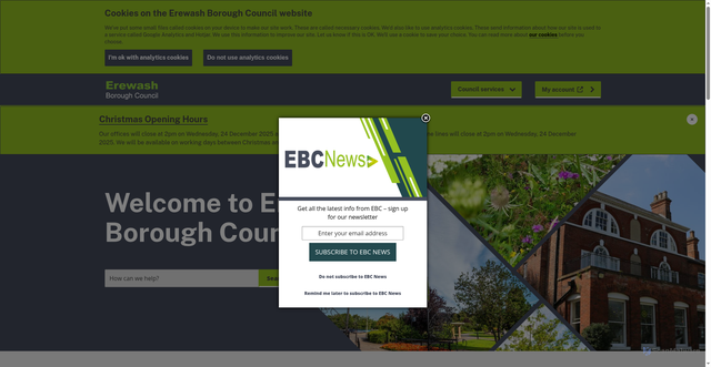 Security scan screenshot of https://www.erewash.gov.uk/