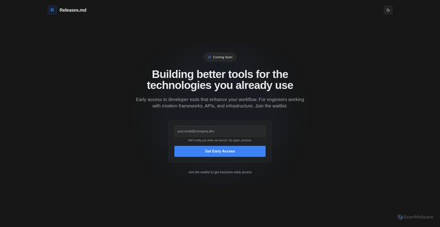 Security scan screenshot of https://releases.md/