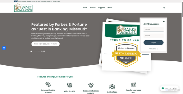 Security scan screenshot of https://www.bankofwashington.com/