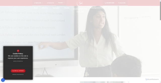 Security scan screenshot of https://www.hamptonhigh.org.uk/