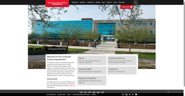 Security scan screenshot of https://cs.siue.edu