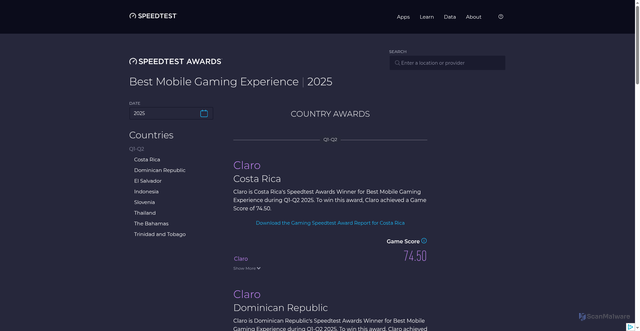 Security scan screenshot of https://cw-1hv.pages.dev/awards/best-mobile-gaming-experience/?