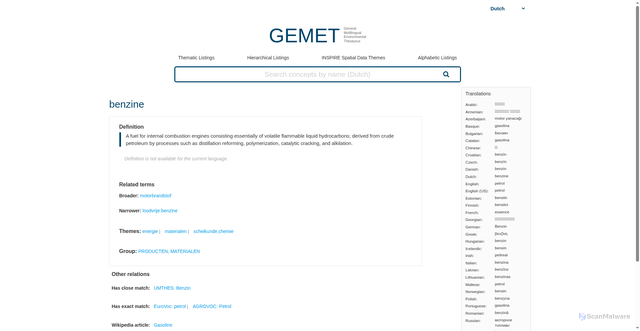 Security scan screenshot of https://www.eionet.europa.eu/gemet/nl/concept/6156