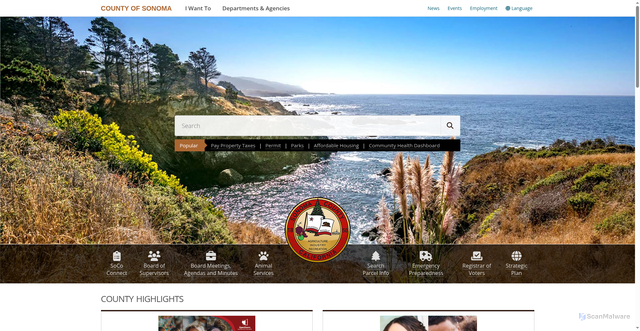 Security scan screenshot of https://sonomacounty.gov/