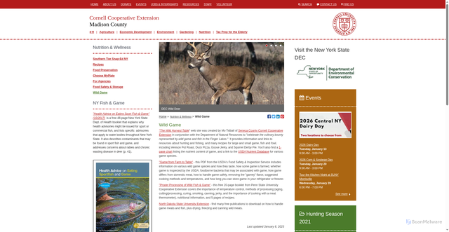 Security scan screenshot of https://ccemadison.org/nutrition-wellness/wild-game