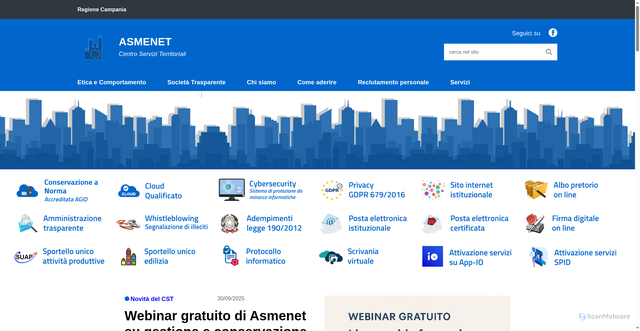 Security scan screenshot of https://www.asmenet.it/