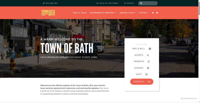 Security scan screenshot of https://townofbathwv.gov/