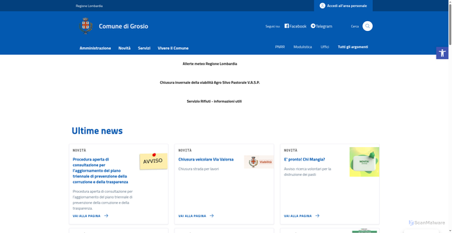 Security scan screenshot of https://comune.grosio.so.it/