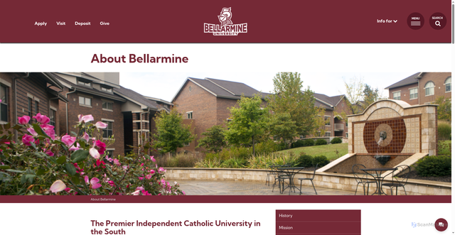 Security scan screenshot of https://www.bellarmine.edu/about/