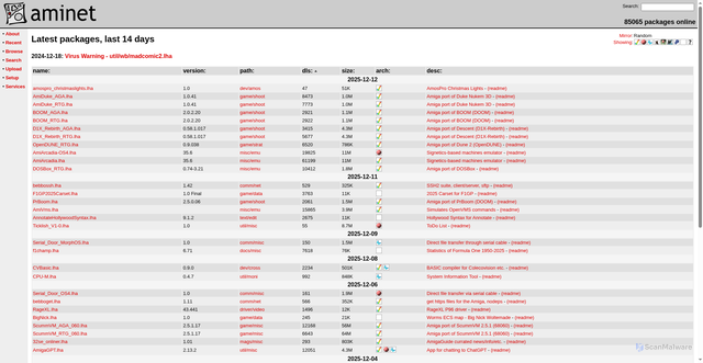 Security scan screenshot of https://aminet.net