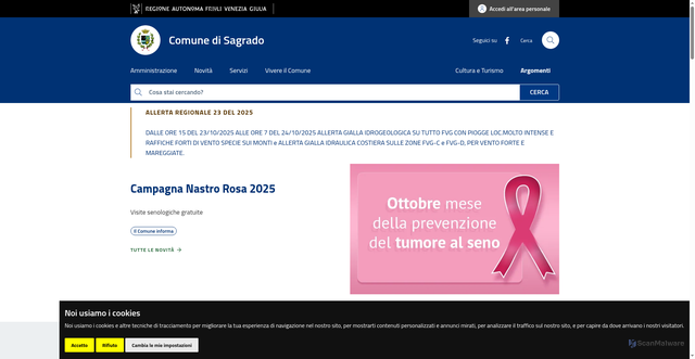 Security scan screenshot of https://www.comune.sagrado.go.it/