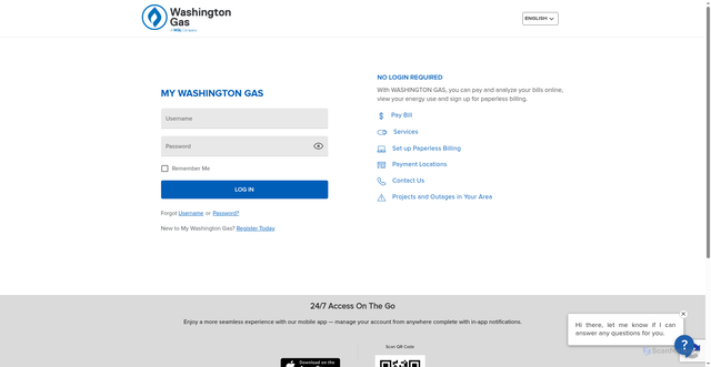 Security scan screenshot of https://my.washingtongas.com