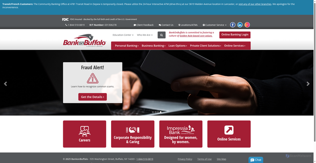 Security scan screenshot of https://bankonbuffalo.bank/