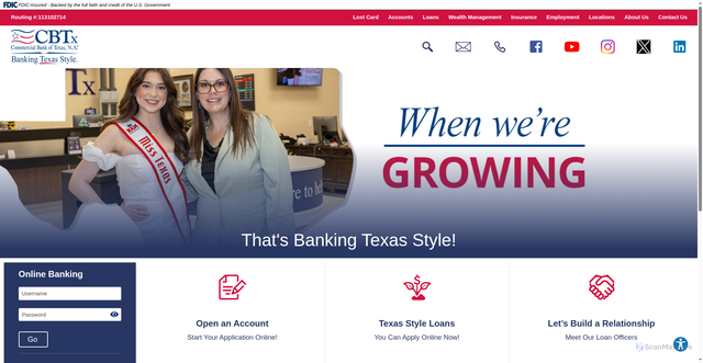 Security scan screenshot of https://www.cbtx.com/