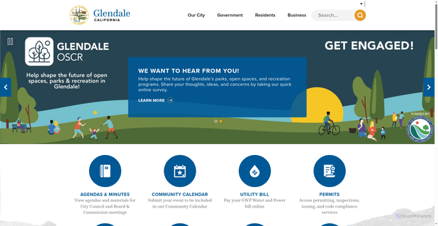 Security scan screenshot of https://glendaleca.gov