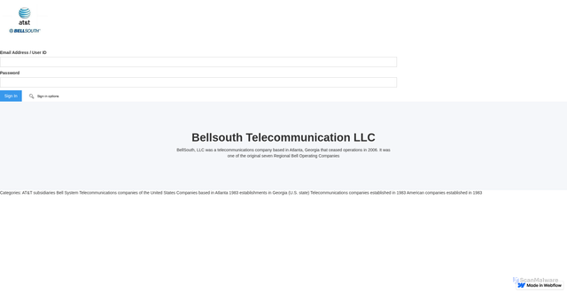 Security scan screenshot of https://bellsouth-att-signing-502af7.webflow.io/