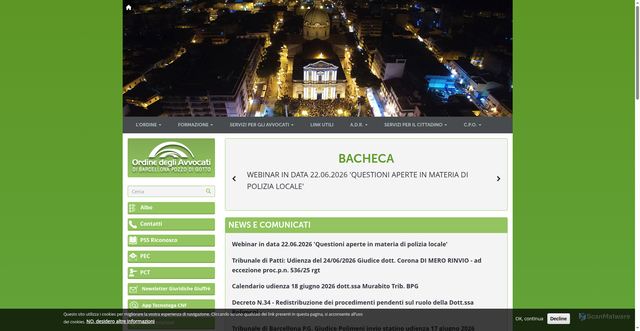 Security scan screenshot of https://www.ordineavvocatibarcellonapg.it