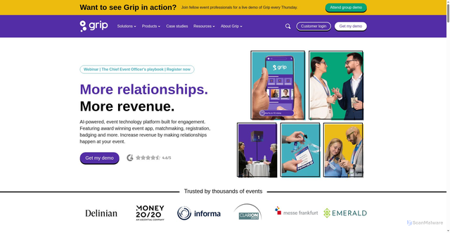 Security scan screenshot of https://grip.events